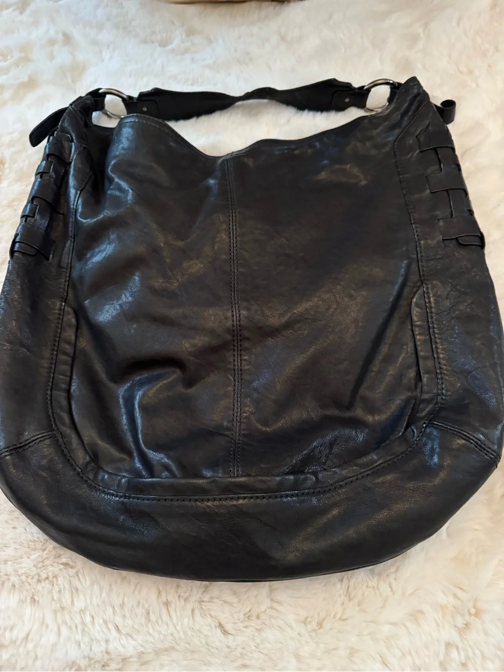 Andrew Marc Black Leather Hobo Shoulder Bag